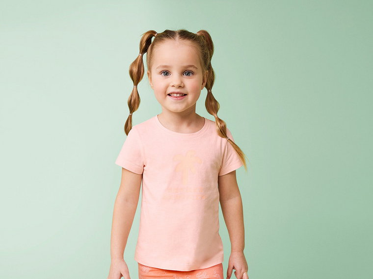 lupilu Komplet dziecięcy z bawełną (t-shirt + top + spodenki) (98/104, Różowy/morelowy)