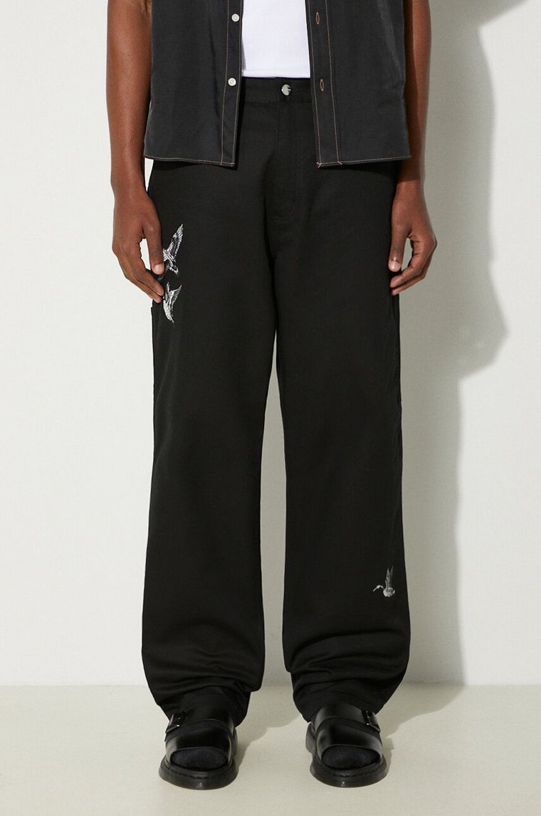 Carhartt WIP spodnie bawełniane Ducks Single Knee Pant kolor czarny proste I033700.89XX