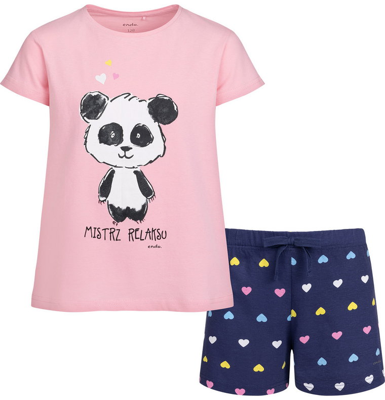 Piżama dziecięca piżamka dziewczęca bawełniana 134 z Misiem Panda  Endo