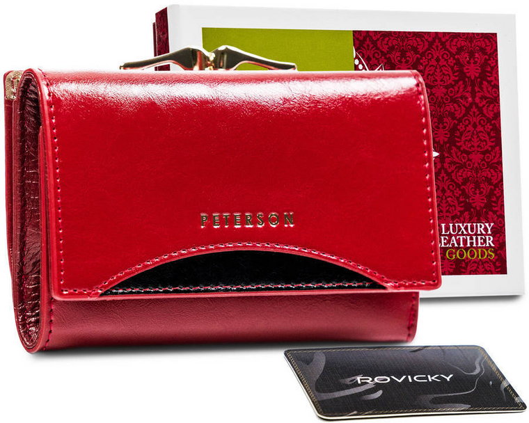 Kompaktowy, skórzany portfel damski z ochroną kart  Peterson