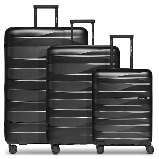 Bergpfeil Zestaw walizek podróżnych na 4 kółkach, 3-częściowy, z elastycznym składaniem black night metallic
