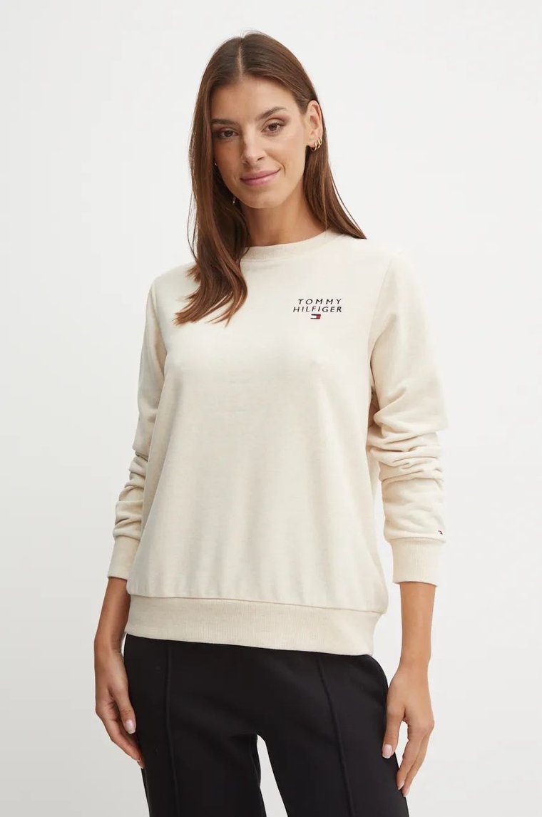 Tommy Hilfiger bluza lounge kolor beżowy gładka UW0UW04521