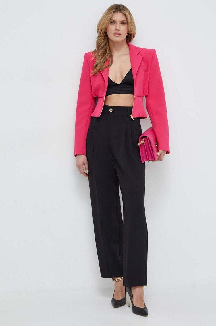 Versace Jeans Couture spodnie damskie kolor czarny szerokie high waist 76HAA115 N0103