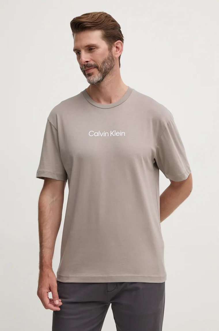 Calvin Klein t-shirt bawełniany męski kolor szary wzorzysty