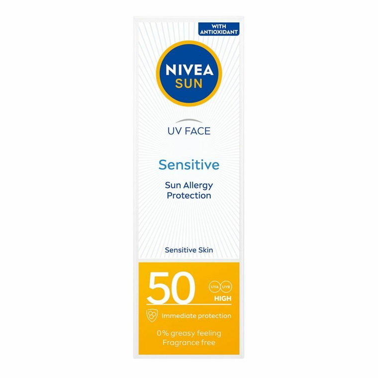 Nivea Sun UV Face Sensitive SPF50 - przeciwsłoneczny Krem do twarzy dla skóry wrażliwej 50ml
