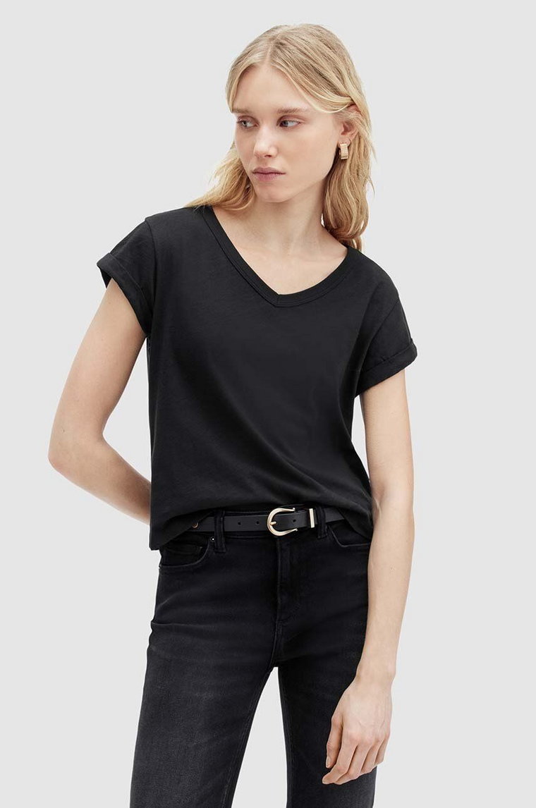 AllSaints t-shirt bawełniany Anna damski kolor czarny