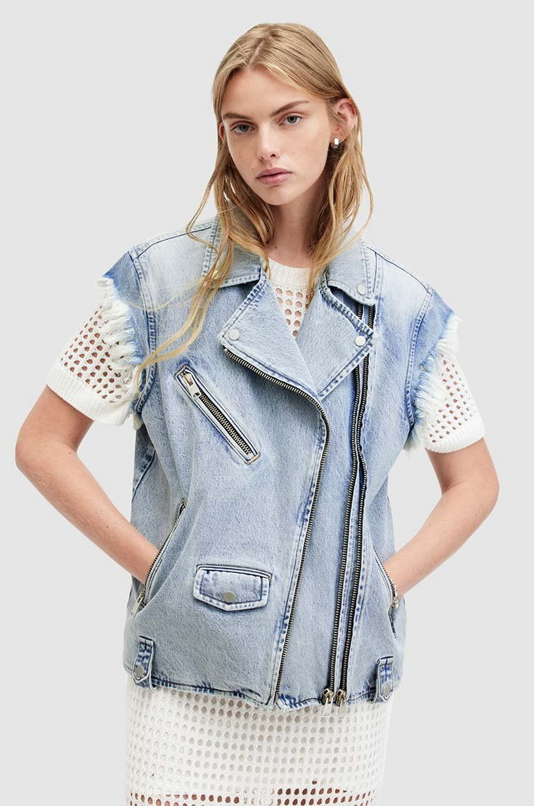 AllSaints bezrękawnik jeansowy RIPLEY WAISTCOAT damski kolor niebieski przejściowy W055OA