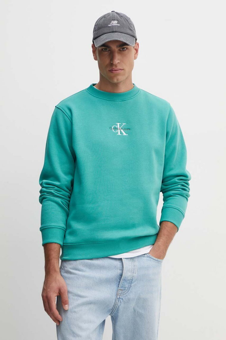 Calvin Klein Jeans bluza męska kolor zielony z aplikacją J30J325630