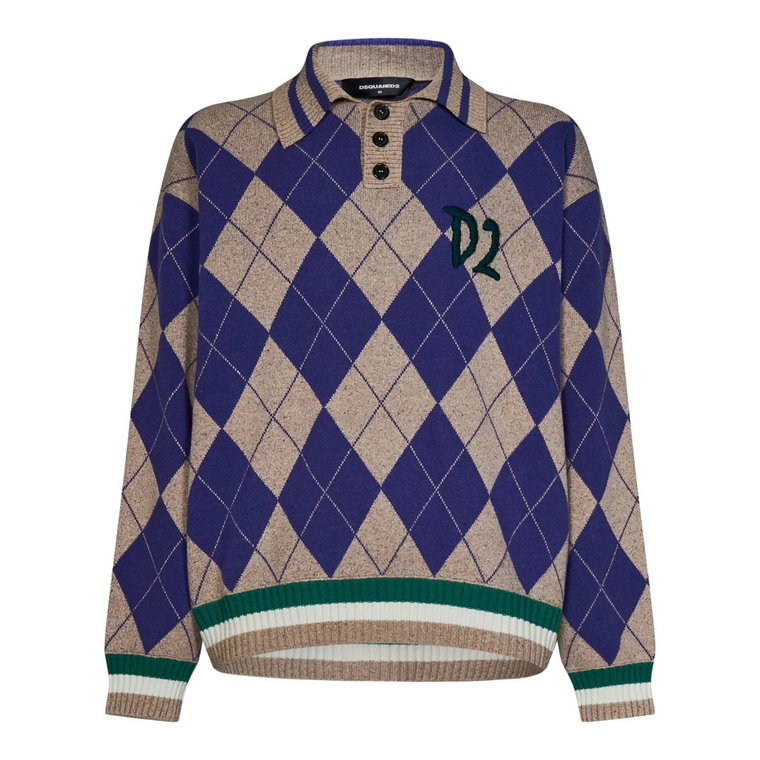 Stylowy MultiColour Sweter z Okrągłym Dekoltem dla Mężczyzn Dsquared2