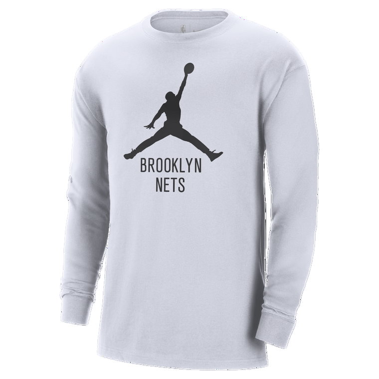 Męski T-shirt z długim rękawem Jordan NBA Brooklyn Nets Essential - Biel