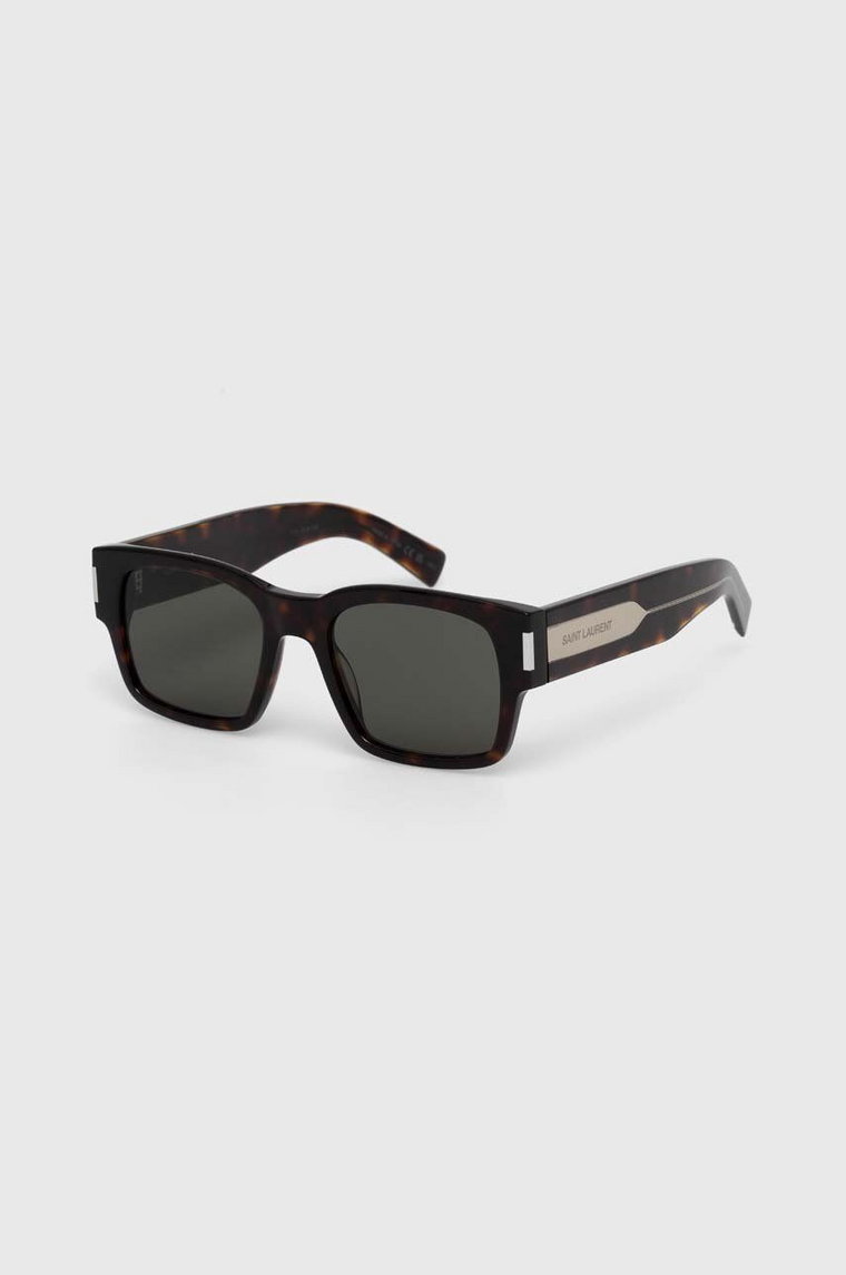 Saint Laurent okulary przeciwsłoneczne męskie kolor brązowy SL 617