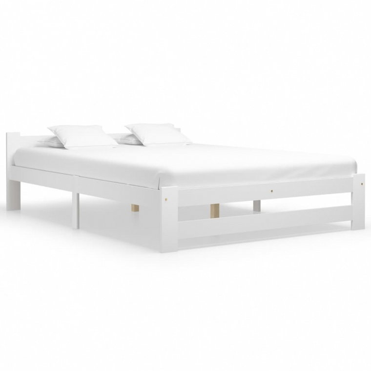 Rama łóżka, biała, lite drewno sosnowe, 140 x 200 cm kod: V-322001