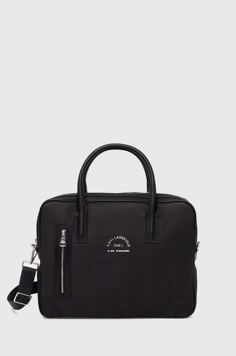 Karl Lagerfeld torba na laptopa skórzana kolor czarny 542451.815904
