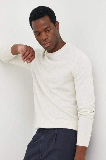 BOSS sweter bawełniany męski kolor beżowy lekki