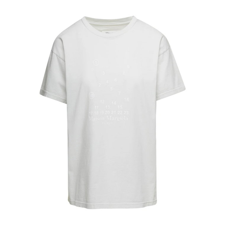 Biała Bawełniana Koszulka Damska z Nadrukiem Logo Maison Margiela