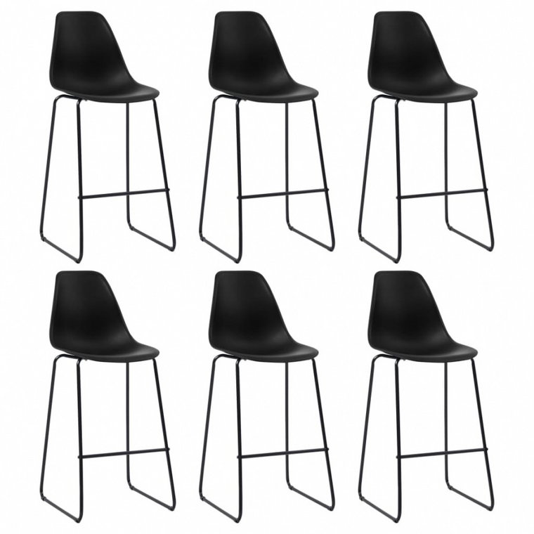 Krzesła barowe 6 szt czarne plastik kod: V-279654