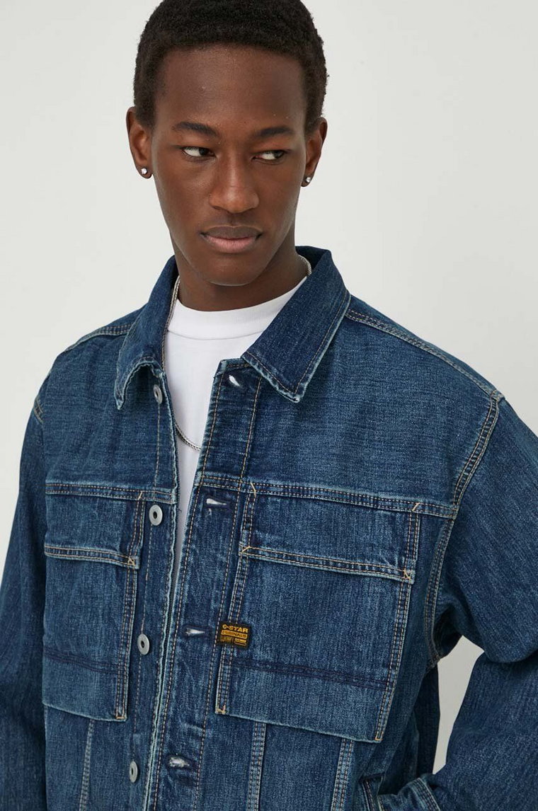 G-Star Raw kurtka jeansowa męska kolor granatowy przejściowa