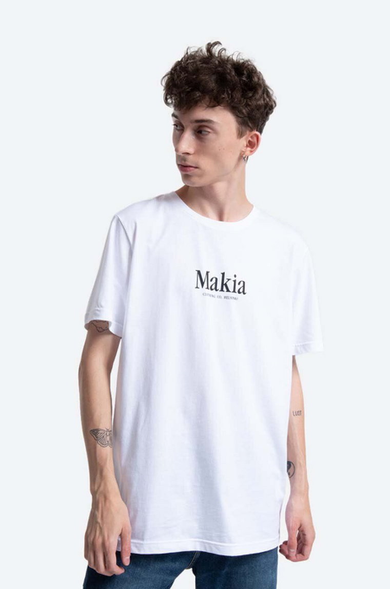 Makia t-shirt bawełniany Strait kolor biały z nadrukiem  Strait M21226 011 M21226-001