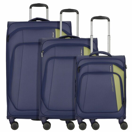 March15 Trading Seychelles 4 kółka Zestaw walizek 3-części z plisą rozprężną midnight blue