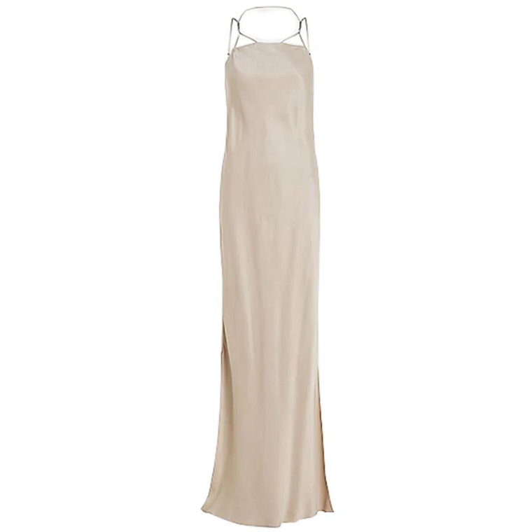 Neutralna Taupe Maxi Sukienka Calvin Klein