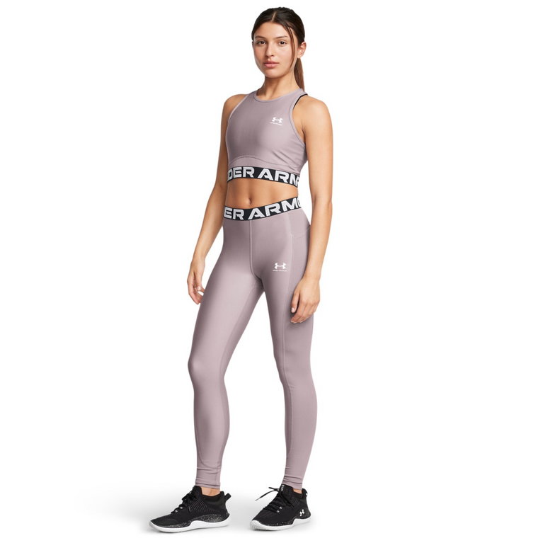 Damskie legginsy treningowe Under Armour Heatgear Rib Legging - beżowe