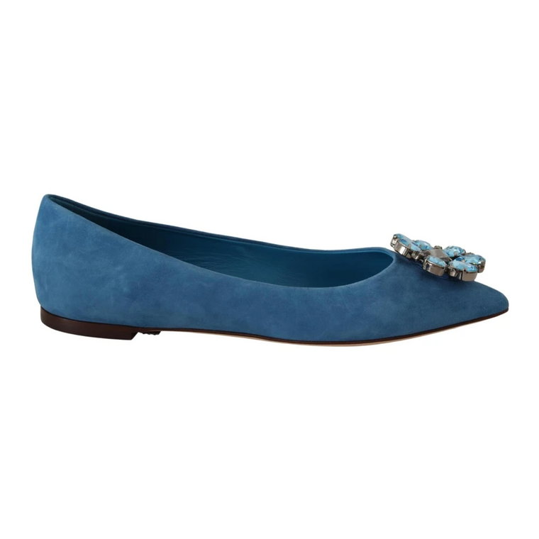 Blue Suede Crystals Loafers Flats Shoes Dolce & Gabbana