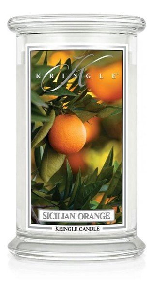 Kringle Candle Duża Świeca Zapachowa Z Dwoma Knotami Sicilian Orange 623G
