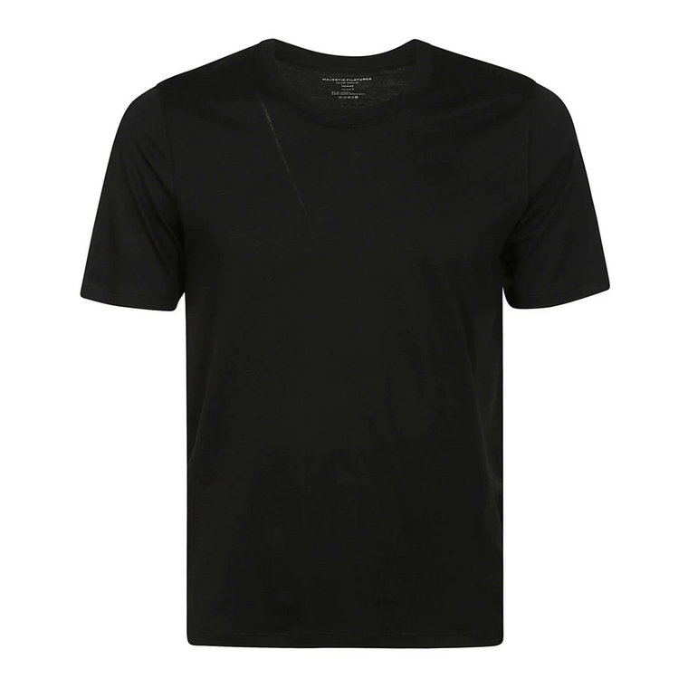 Czarna T-shirt z Lyocellu z krótkim rękawem Majestic Filatures