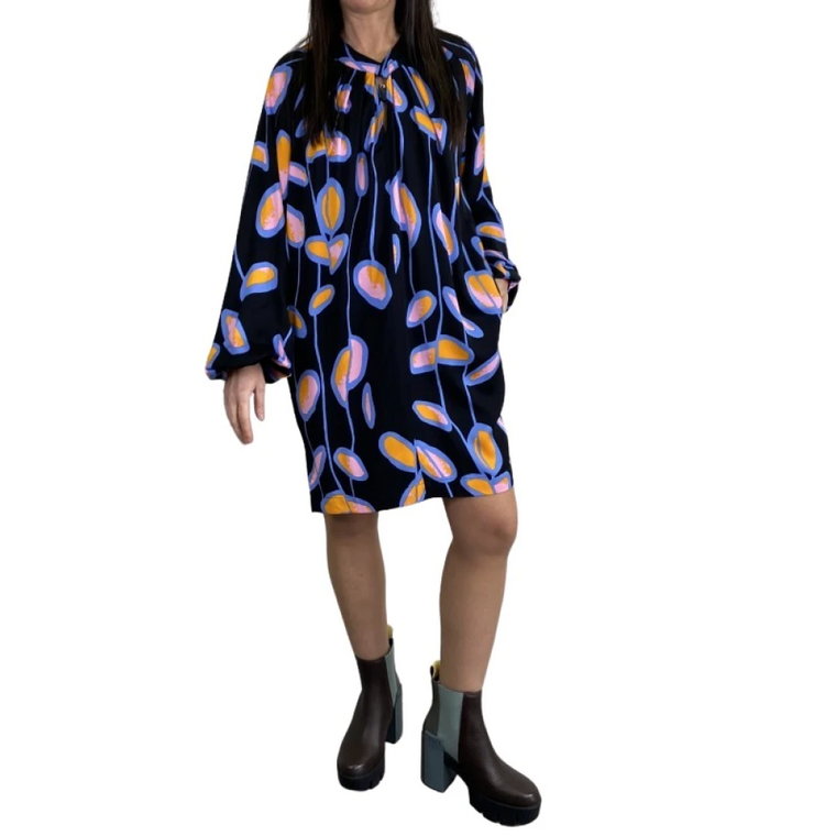 Wzorzysta Sukienka Midi z Bufiastym Rękawem Diane Von Furstenberg