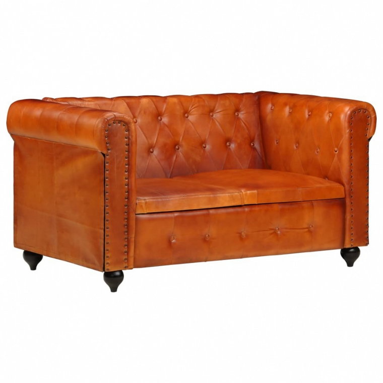 2-osobowa sofa Chesterfield, jasnobrązowa, skóra naturalna kod: V-283758