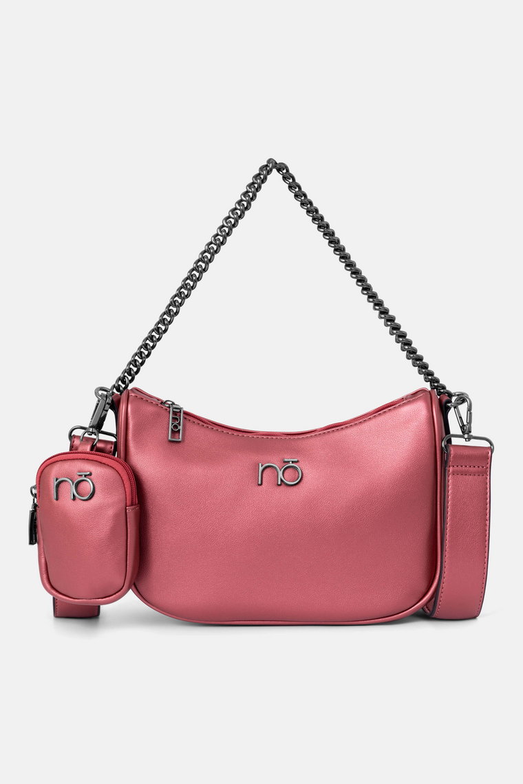 Różowa torebka na ramię z portmonetką na łańcuszku