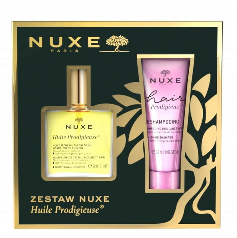 Nuxe HP + Hair Prodigieux - Zestaw(HP Olejek 50ml + Hair Prodigieux Szampon wygładzający 30ml)