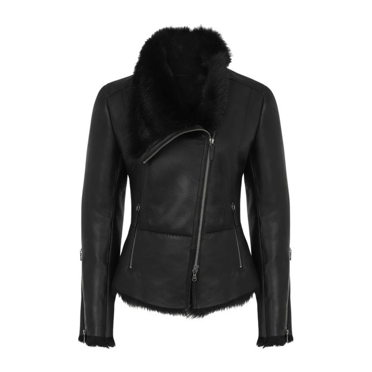 Gwen - Black Shearling Jacket Vespucci by VSP