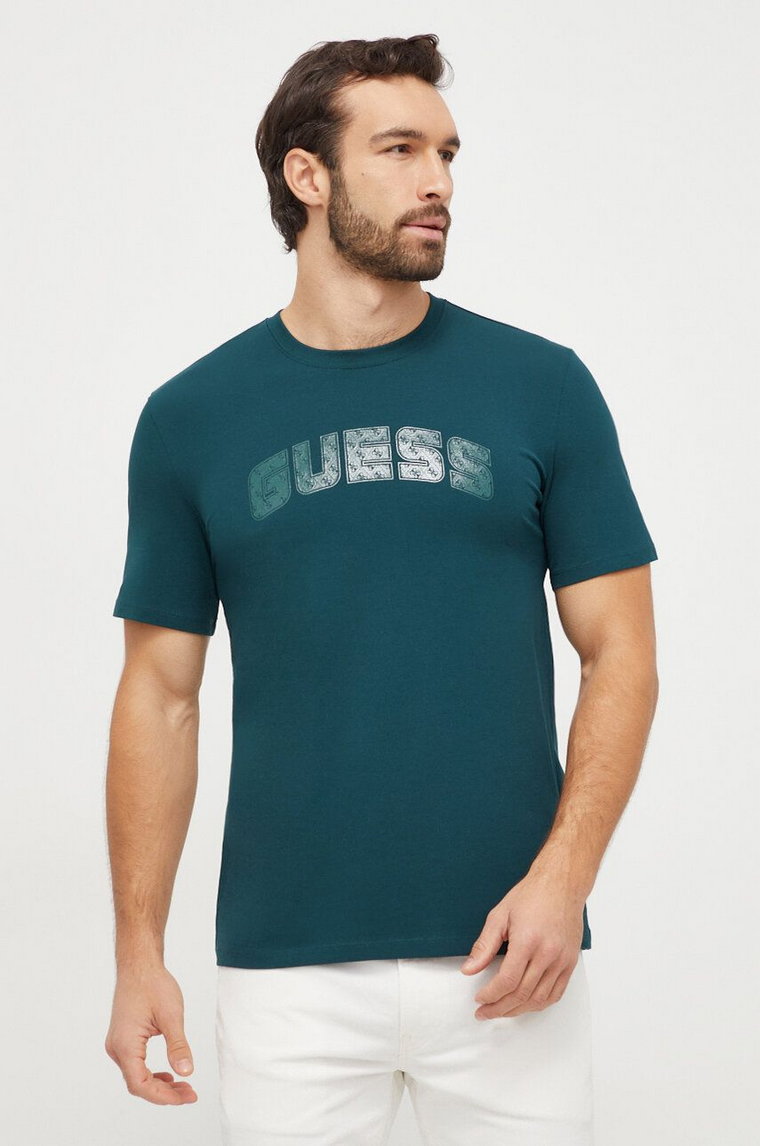 Boss Green t-shirt męski kolor zielony z nadrukiem