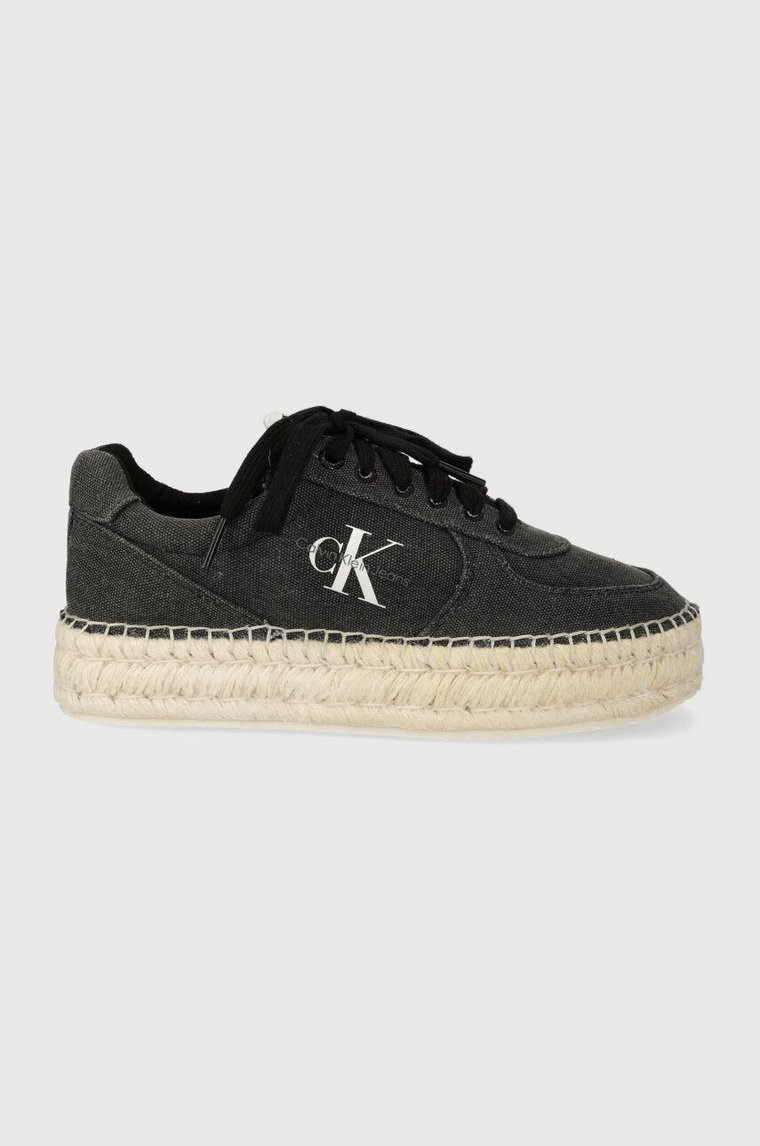 Calvin Klein Jeans espadryle ESPADRILLE SNEAKER CS BTW kolor czarny na platformie YW0YW01437