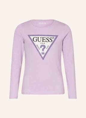 Guess Koszulka Z Długim Rękawem Z Ozdobnymi Kamykami violett