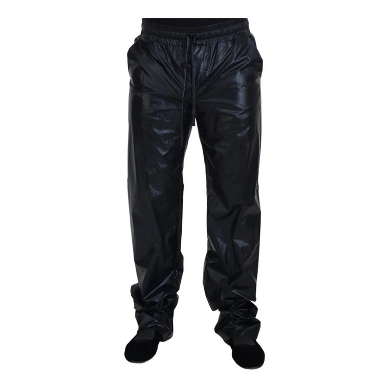 Czarne Spodnie z Logo Dolce & Gabbana
