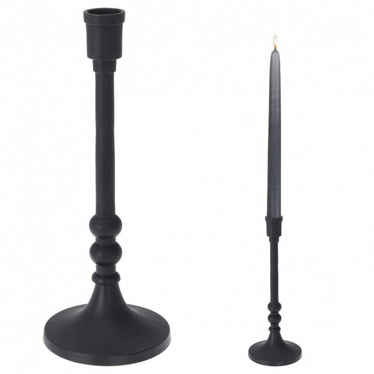 Świecznik aluminiowy stojak podstawka na długą świecę świeczkę czarny loft 23 cm kod: O-569234