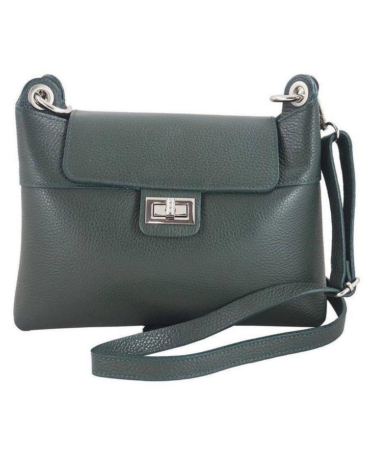 Torebka damska skórzana crossbody - Zielona ciemna