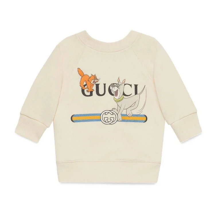Biały Filcowany Bawełniany Sweter dla Chłopców Gucci