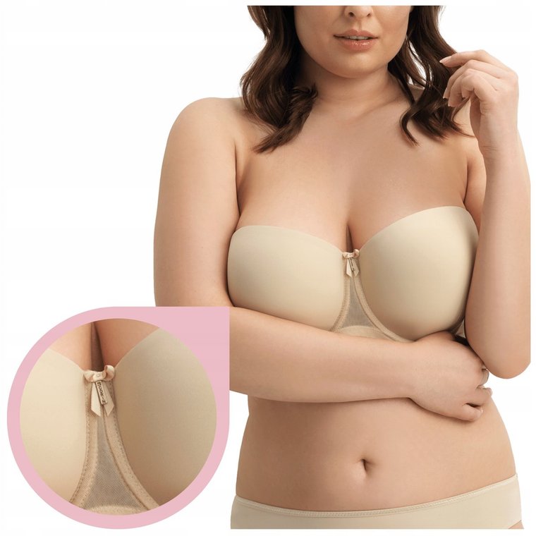 Biustonosz Corin Karolina 25706 bardotka bez ramiączek strapless BEŻOWY 65H