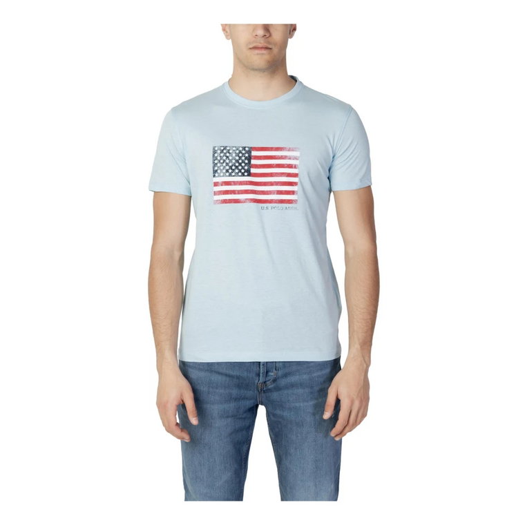 Lekki niebieski T-shirt z nadrukiem U.s. Polo Assn.