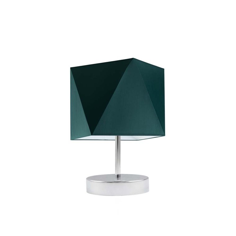 Lampka nocna LYSNE Pasadena, 60 W, E27, zieleń butelkowa/chrom, 30x23 cm