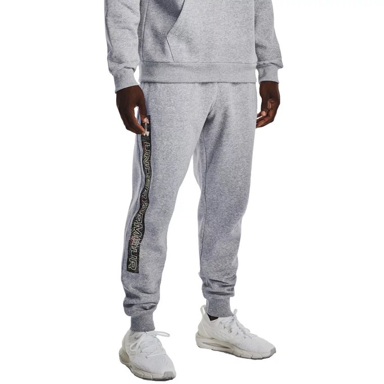 Under Armour Rival Fleece Graphic Joggers 1370351-011, Męskie, Szare, spodnie, bawełna, rozmiar: L