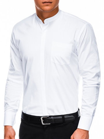 Koszula męska elegancka z długim rękawem BASIC K307 - biała - S