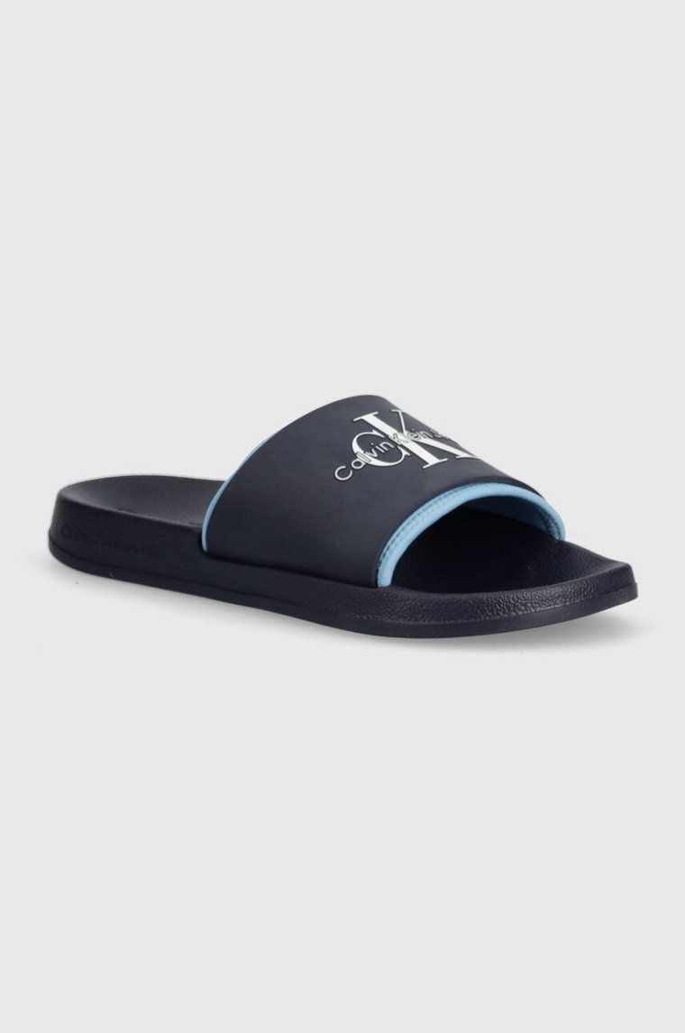 Calvin Klein Jeans klapki SLIDE MONOGRAM TPU męskie kolor granatowy YM0YM00361