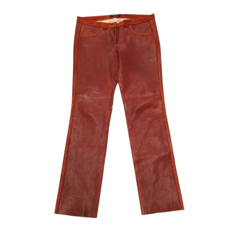 Nowoczesne Czerwone Skórzane Spodnie Slim Fit Isabel Marant Pre-owned