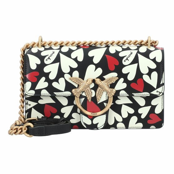 PINKO Love One Mini Torba na ramię Skórzany 20.5 cm nero-bianco-rosso-antique gold