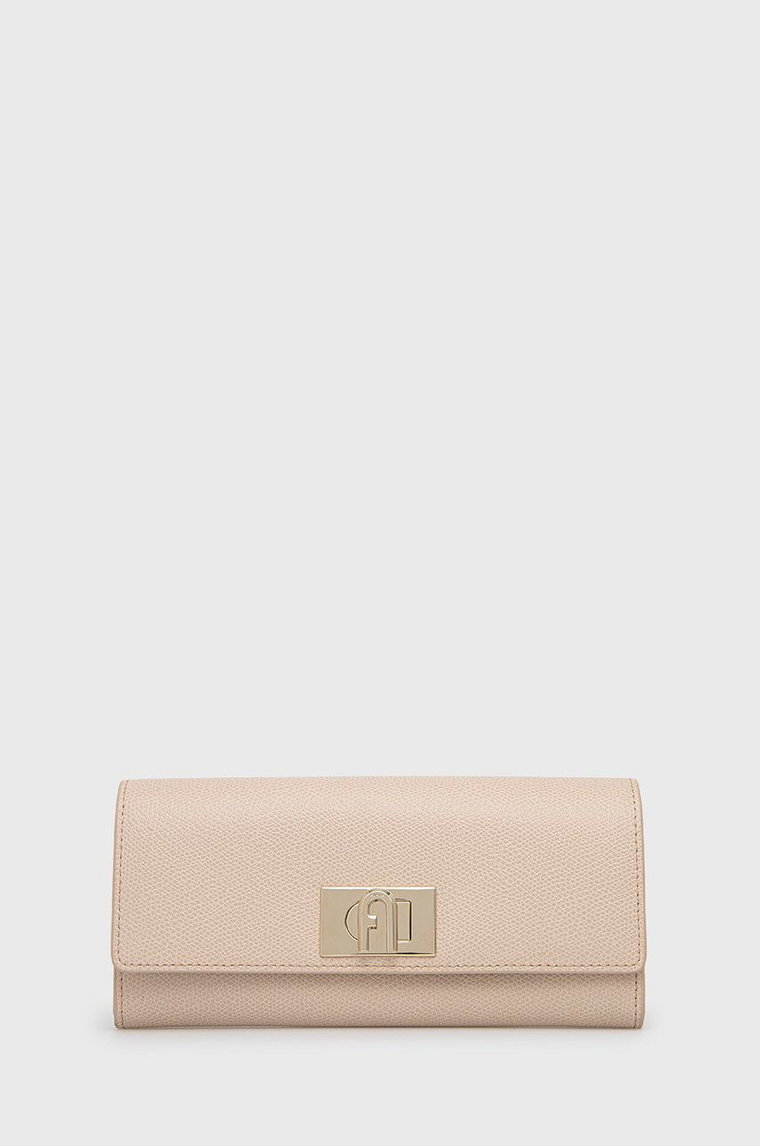 Furla portfel skórzany damski kolor beżowy