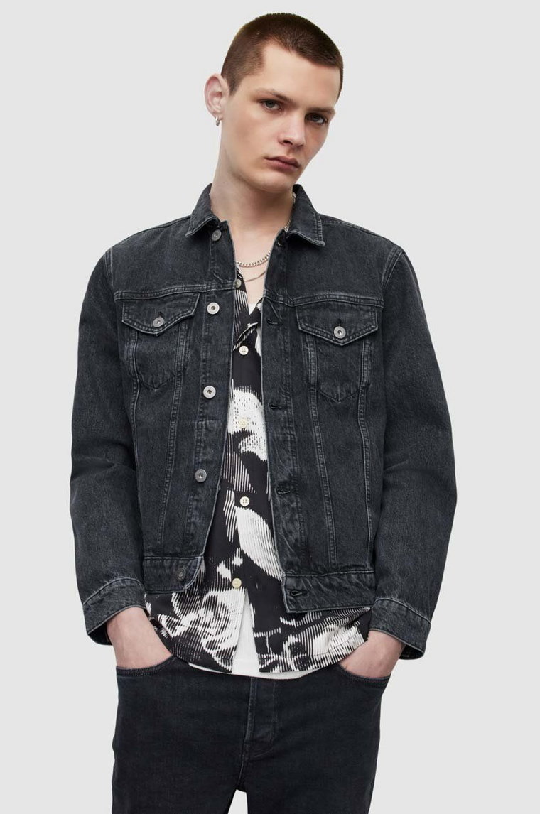 AllSaints kurtka jeansowa męska kolor czarny przejściowa